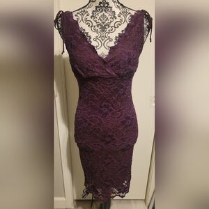 Ruby Rox Purple Lace Bodycon Dress Sz‎ Small Vintage Y2K 90s Whimsigoth Fairy